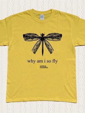 Dragonfly Graphic Gildan TShirt Yellow Women